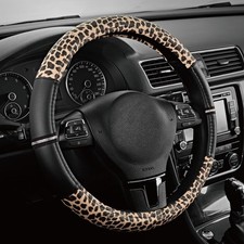 Leopard Steering Wheel Cover - Made With Pvc Leather Cheetah Print - Anti-slip