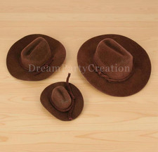 MINI BROWN Felt COWBOY HAT Western Wedding Party Favor Choose Size Pack Amount