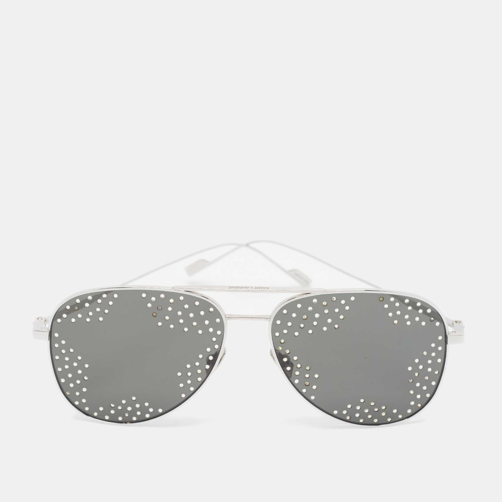 Occhiali da sole aviatore Saint Laurent Paris tono argento grigio SL193T cristallo