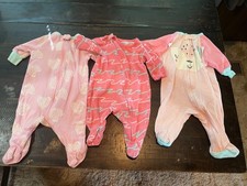 Infant Girl's Sleepers Newborn Long Sleeves 3 Piece Lot