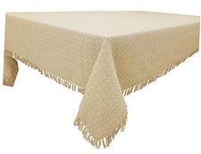 Table Cloth, Natural/Ivory Woven 84" x 60" Rectangular Natural / Ivory