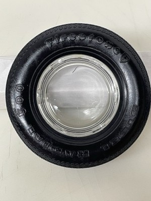 Vintage Firestone Tire Rubber & Glass Ashtray - Steel Radial 500
