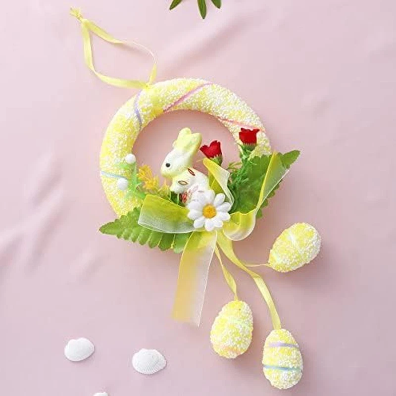 Ghirlanda Pasquale Colorata Con Uova E Fiori - Corona Pasquale Decorativa Fuori Porta Con Ovetti E Rami - Ornamento Pasquale Da Appendere O Appoggiare