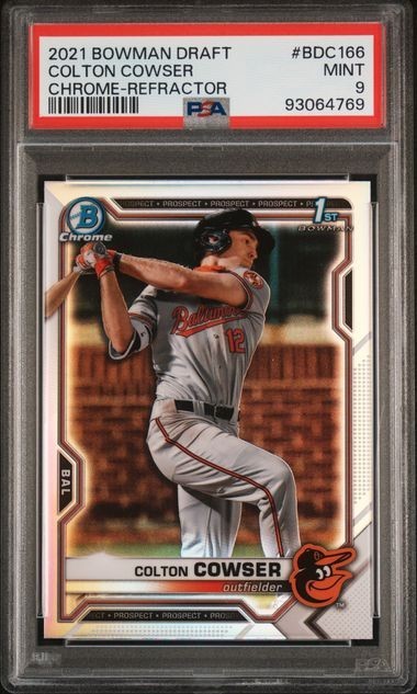 2021 Bowman Draft Chrome 1st Bowman Refractor Colton Cowser #BDC166 PSA 9