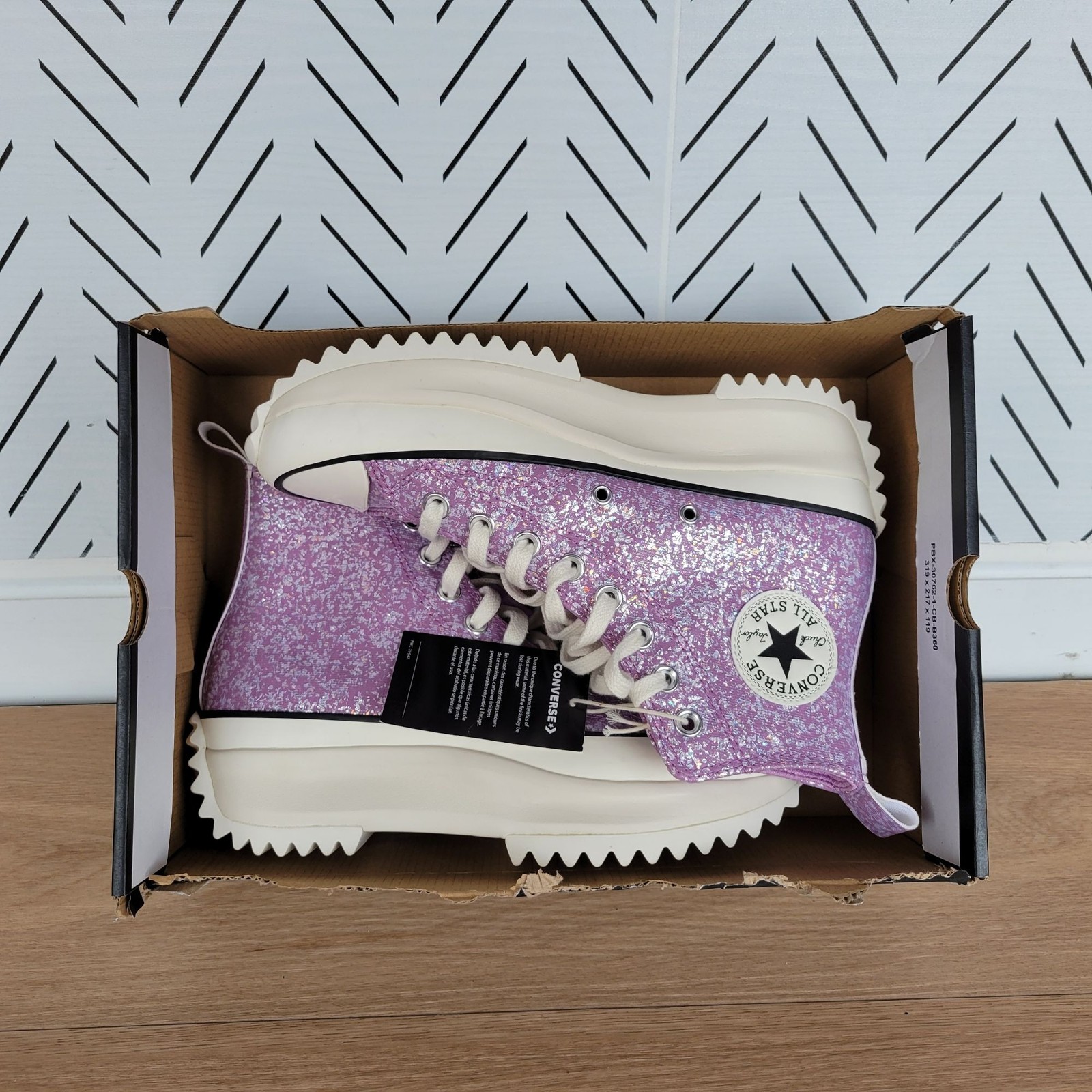 ⭐Converse Run Star Hike Platform 10.5 Women Shoes Purple Glitter Sneaker A10096C thumbnail 7