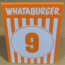 Whataburger Texas Restaurant Collectible Orange White 3" X 3.5"  Table Tent #9
