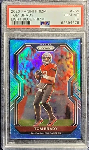 2020 Panini Prizm #255 Tom Brady NFL MVP Light Blue Holo SSP PSA 10 GEM MINT 10