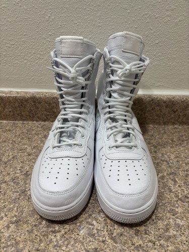 Special Force Nike Air Force One Triple White Leather High Tops Size 9.5 - Picture 3 of 7