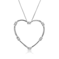 1/5 cttw Diamond Pendant, Diamond Heart Pendant Necklace for Women in 10K White