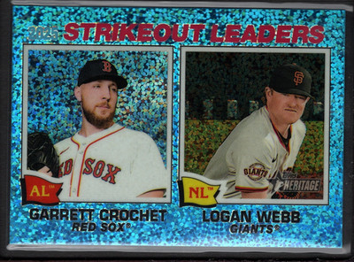 2026 Topps Heritage Strikeout Leaders #6 Light Blue Sparkle Crochet/Webb