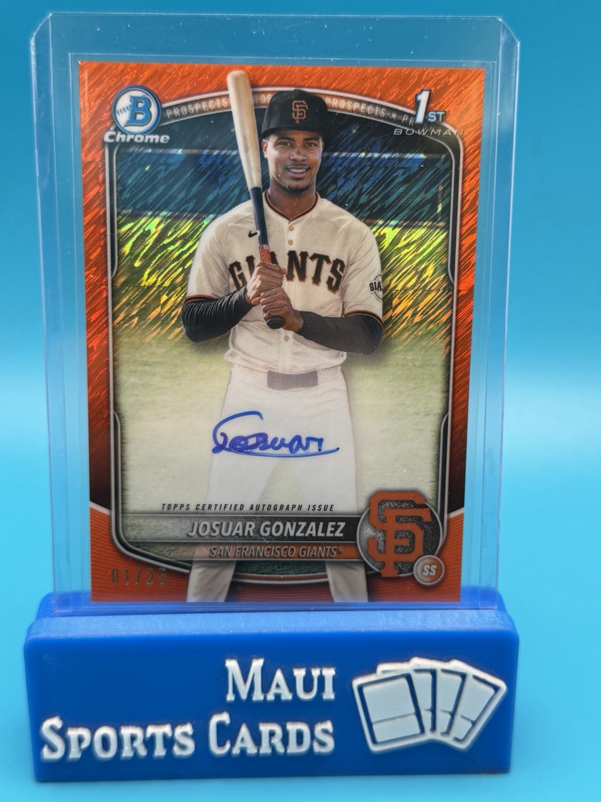 2025 Bowman Chrome Orange Shimmer 1/25 Josuar Gonzalez #CPA-JD Auto