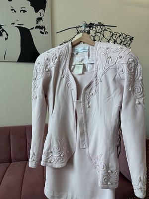 New VTG Pink Destinee Jeweled Rhinestone two piece suit size 6 $398