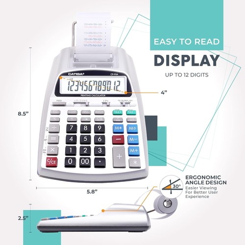 Upgraded 2025 Printing Calculator for Home & Office | 12-Digit Clear Display - Picture 8 of 9