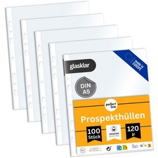 perfect line 100 Prospekth&uuml;llen A5 120&micro; glasklar extra stark Sammelh&uuml;lle NEU OVP