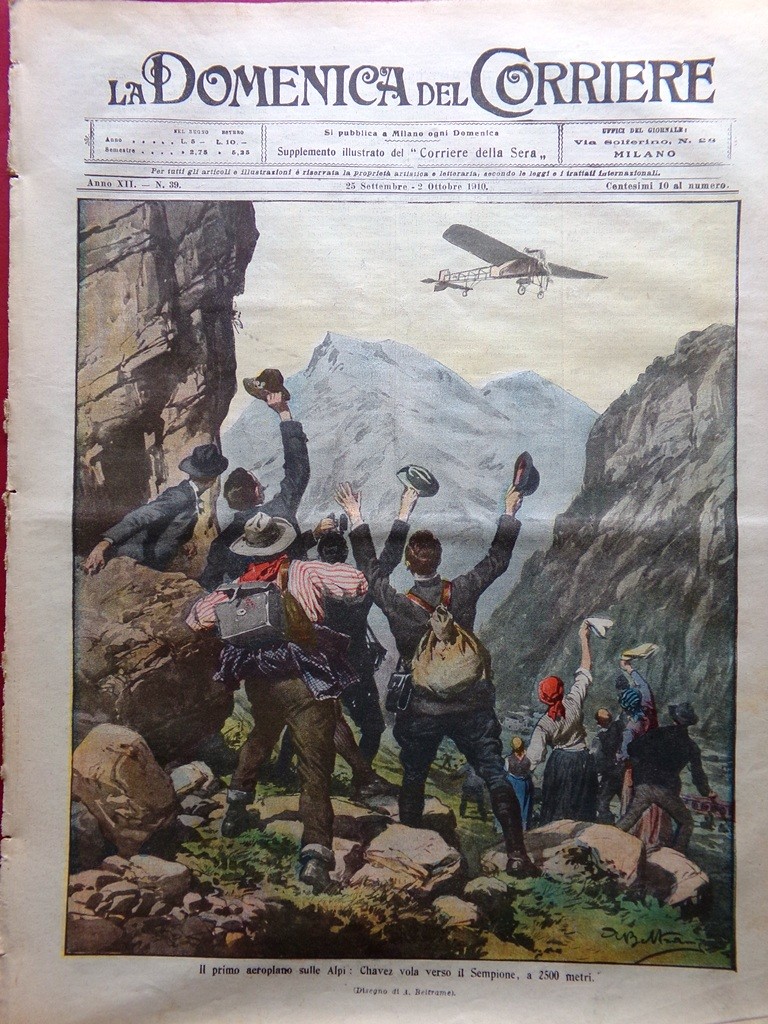 La Domenica del Corriere 25 Settembre 1910 Eisteddfod Giuppone Traversata Alpi