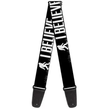 Buckle-Down Guitar Strap Bigfoot Silhouette I Believe Black Gray Wh... Fast Ship