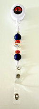 Denver Broncos Beaded Retractable Badge Reel-Handmade Nurse Lanyard-ID Holder