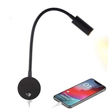 Dimmable RV Reading Light with USB Charging Port, DC 12V RV Dimmable/ Black