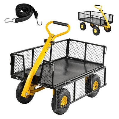 Garden Dump Cart Heavy-duty Metal Yard Carts and Wagons 400 lbs Loading