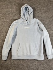Hollister Light Blue Fleece Pullover Hoodie Logo Drawstring Size M