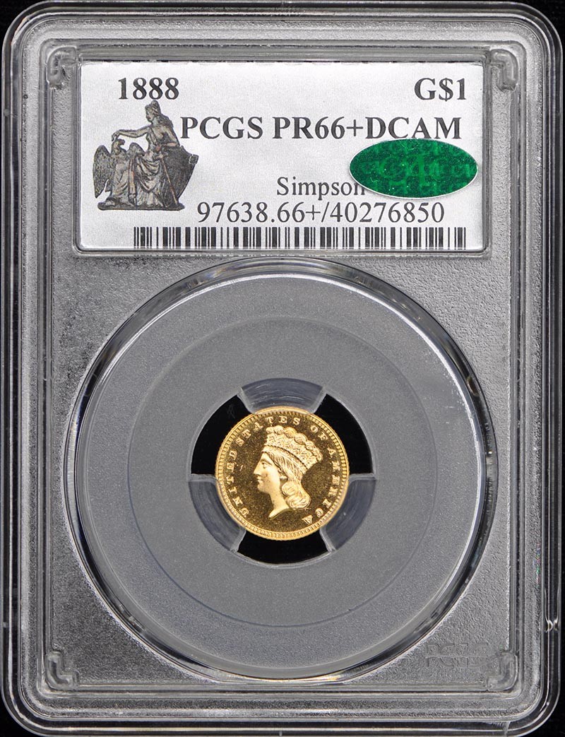 1888 G$1 Gold Dollar PCGS PR66+DCAM (CAC) | eBay
