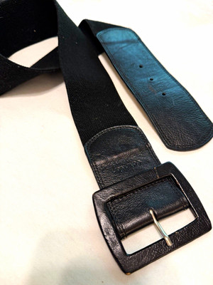 Calvin Klein Solid Black Belt Size 38 Adjustable Square Buckle 3.5in
