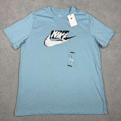 #ad Nike Shirt Mens XL Blue Futura Tee Swoosh Logo Graphic Sportswear HJ0559 464 New $19.99