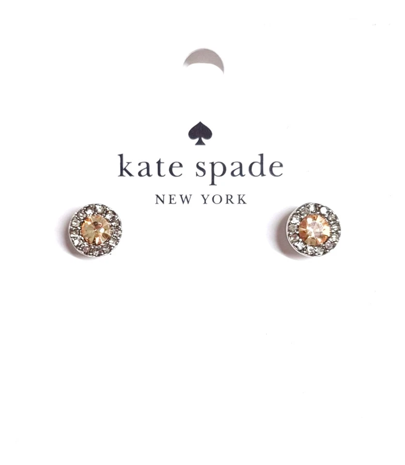 Aretes Kate Spade You're A Gem Pave Halo Champagne Plata Multi KL467 Nuevos Foto 2 de 4