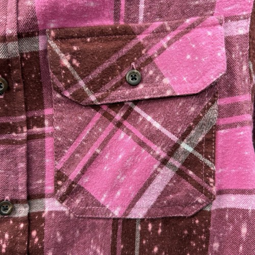 Angry Minnow Flanellhemd Damen Gr. S Sugar Pink Acid Wash kariert Totenkopf Biker - Bild 9 von 12