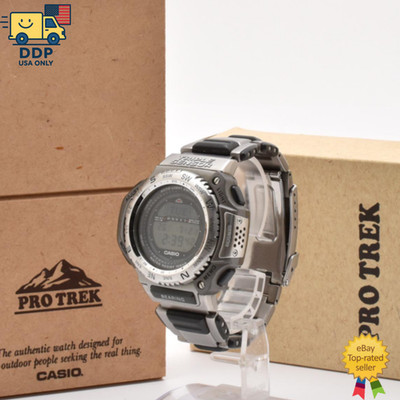 CASIO PRO TREK PRT-1400 Silver Bezel Tough Solar 50mm Japan [Exc+5 w/Box]