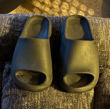 Mens Black Slide Sandals Open Toe Slip-On Cas...