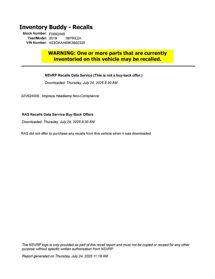 Used Speedometer Gauge fits: 2019 Subaru Impreza cluster 2.0L US market MPH w/o - Imagem 4 de 4