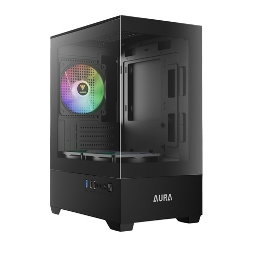 Micro-ATX Tower Computer Case with Tempered Glass, Gaming M-ATX PC Case with ...
