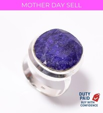 925 Sterling Silver Natural Blue Sapphire Band Daughter Ring Jewelry Size 8.5