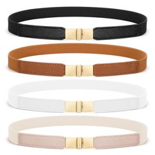 4 Pack Women Skinny Elastic Belt, Ladies Stretch Belt for Dresses Pants Thin ...