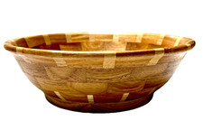 Wooden Bowl Walnut Hand Turned 12 inches in diameter multi hardwoods work of art