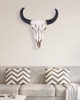 Deko Bullenschädel mit Hörnern - Western Boho Vintage Style
