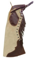 Handmade Native American Cowhide Chaps Western Cowboy Fringe Leather Rinding Pan
