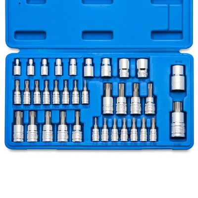 Neiko 10070A Torx Bit Socket and E-Torx Star Socket Set | 35-Piece Set, S2 and