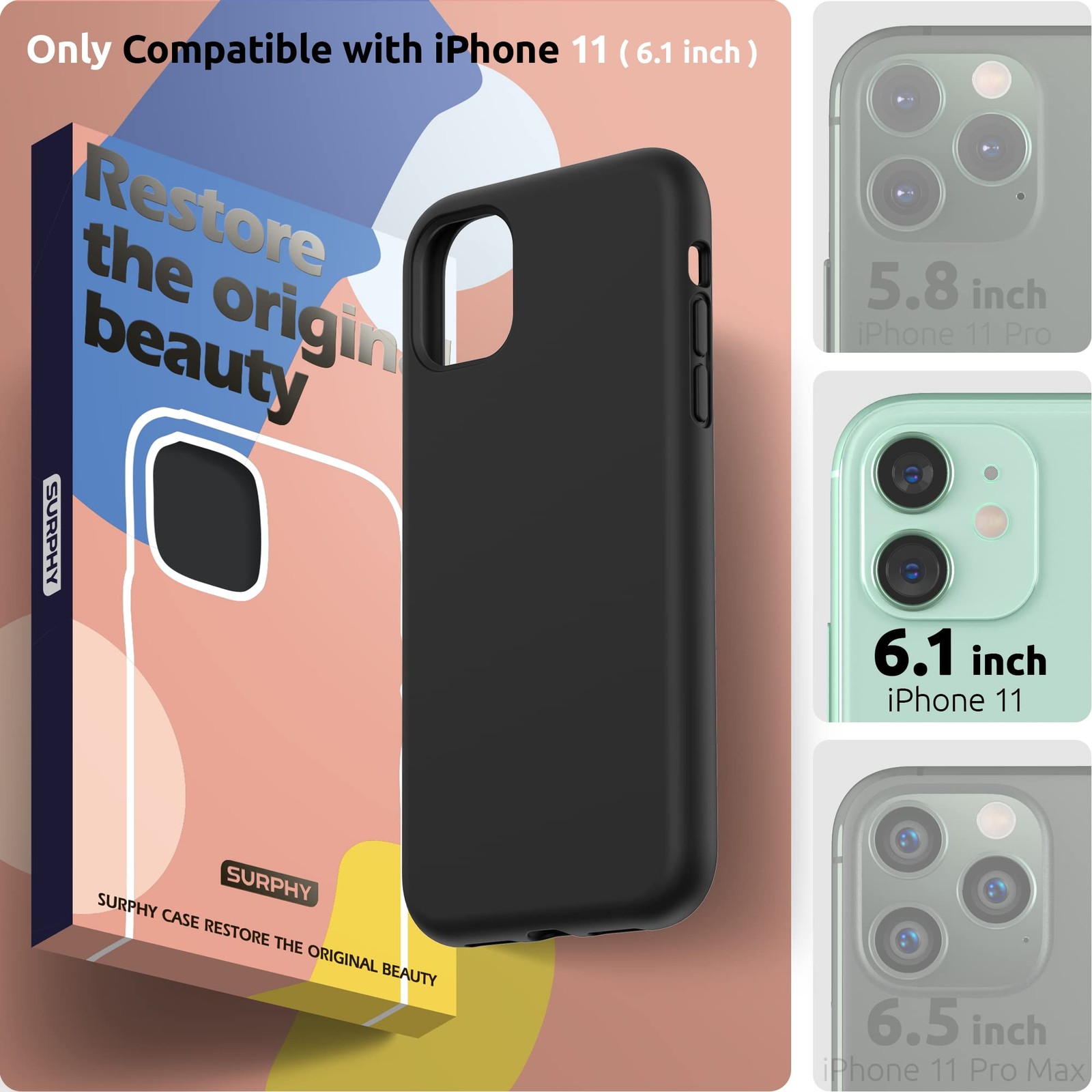 Coque iPhone 11 antichoc en silicone liquide et coussin microfibre doux