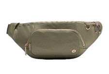 Extra Large 4L Belt Bag Olive Crossbody Travel Waist Pack Gold Metal Hardware