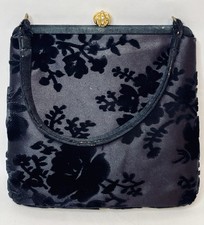 Vintage Black Velvet Brocade Evening Bag Purse Handbag Clutch Coblentz