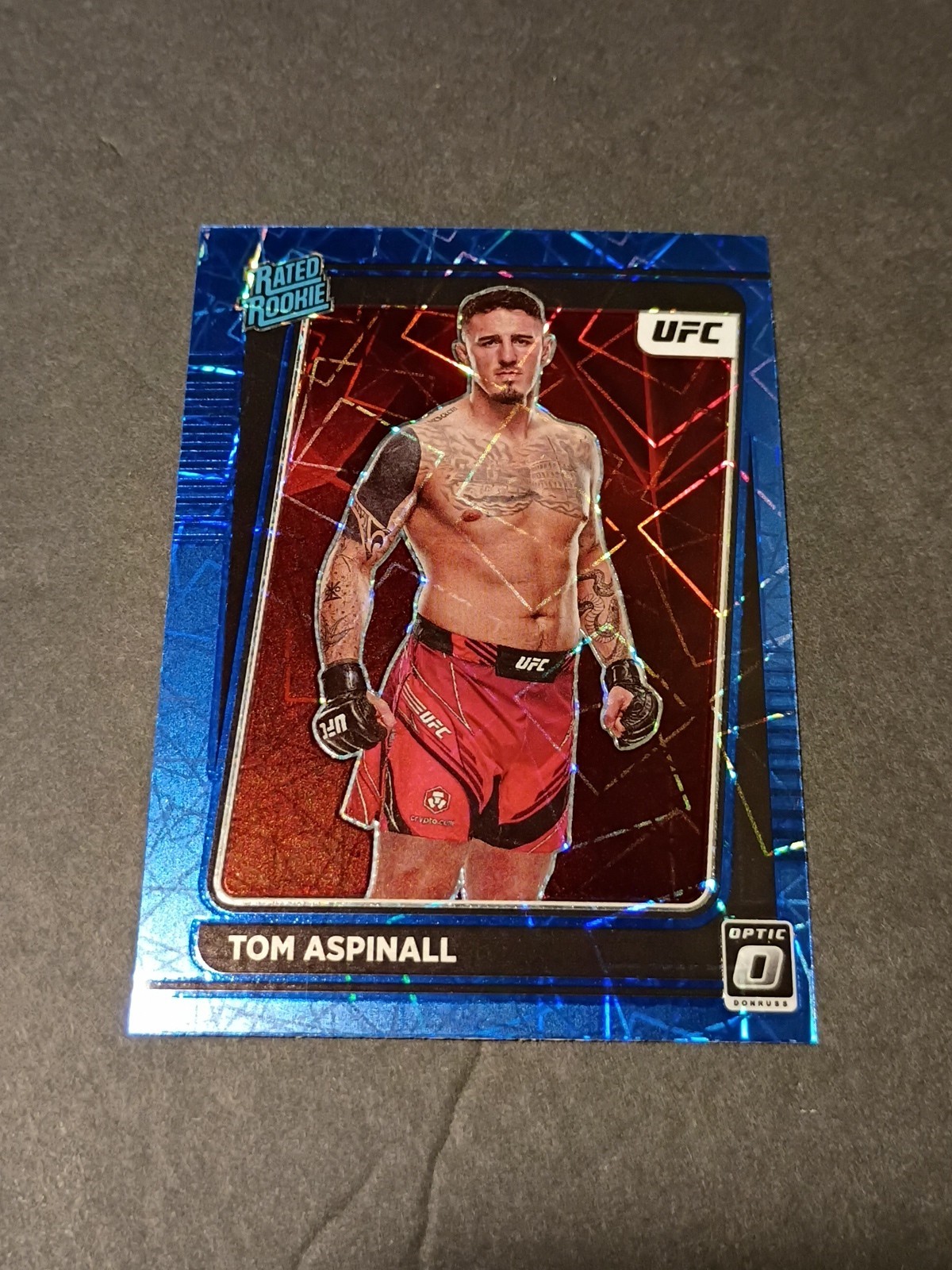 2022 Tom Aspinall RC 120 UFC DONRUSS OPTIC RATED ROOKIE BLUE VELOCITY REFRACTOR 