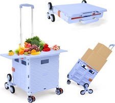 Foldable Utility Cart Folding Portable Rolling Crate W/ Magnetic Extended
