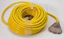 3 Prong Extension Power Cord Cable 100' L Yellow Heavy Duty Power Outlet