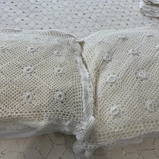 Crochet Lace Queen 2 Pillow Shams Ivory VTG Boho Shabby Cottagecore Chic Read