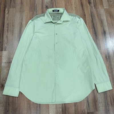  AUTHENTIC  RAF SIMONS SPRING-SUMMER 2023 LIGHT GREEN MESH BUTTON UP LONG SLEEVE