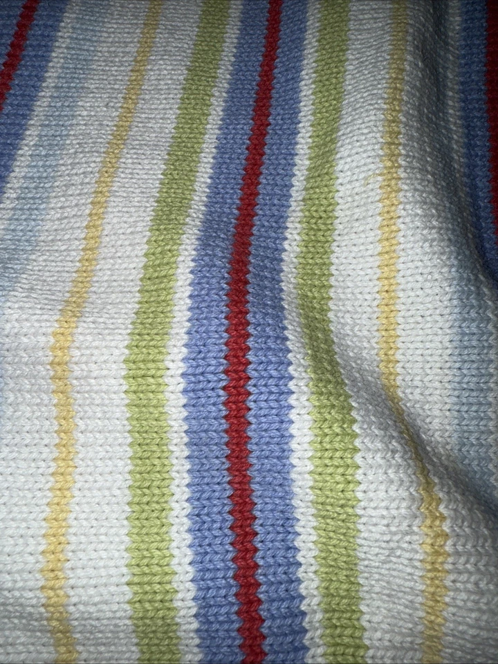 Manta de bebé Circo todo algodón tejido a rayas azul amoroso rojo verde amarillo usada en excelente estado ¡Bonita! Foto 2 de 4