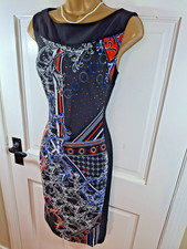 Joseph Ribkoff Black Patterned Lined Ringlet Detail Dress, UK 12, Perfect Cond