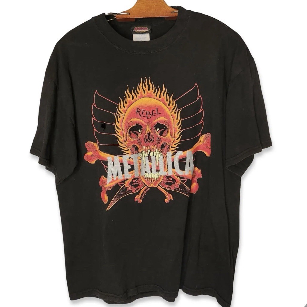 llica vintage 90s pushead メタリカ xxl Vintage 90s Metallica Pushead Rebel Black Large Tee Artimonde Tag